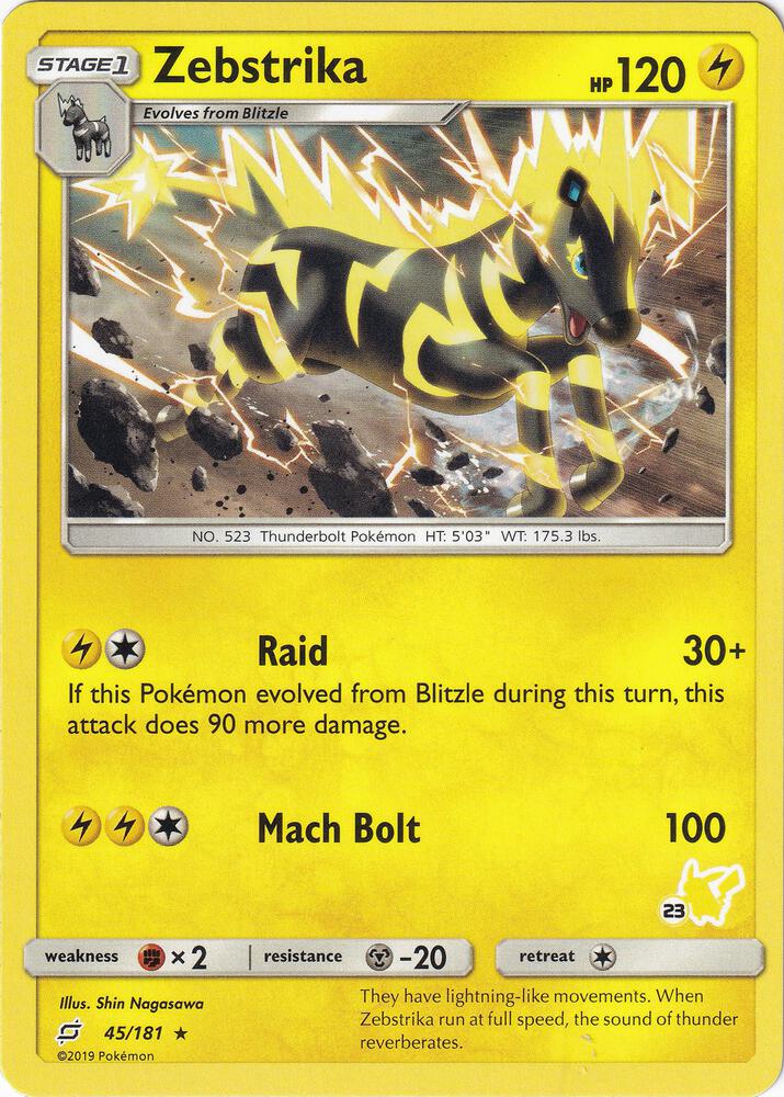 Zebstrika - (#23 Pikachu Stamped) - Battle Academy - Rare - 45/181