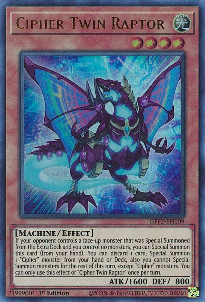 Cipher Twin Raptor- Ultra Rare - 1st Edition - GFP2-EN109