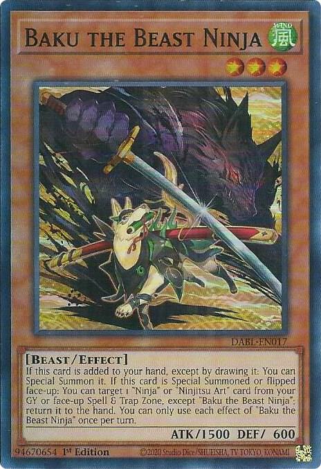 Baku the Beast Ninja - Super Rare - 1st Edition - DABL-EN017