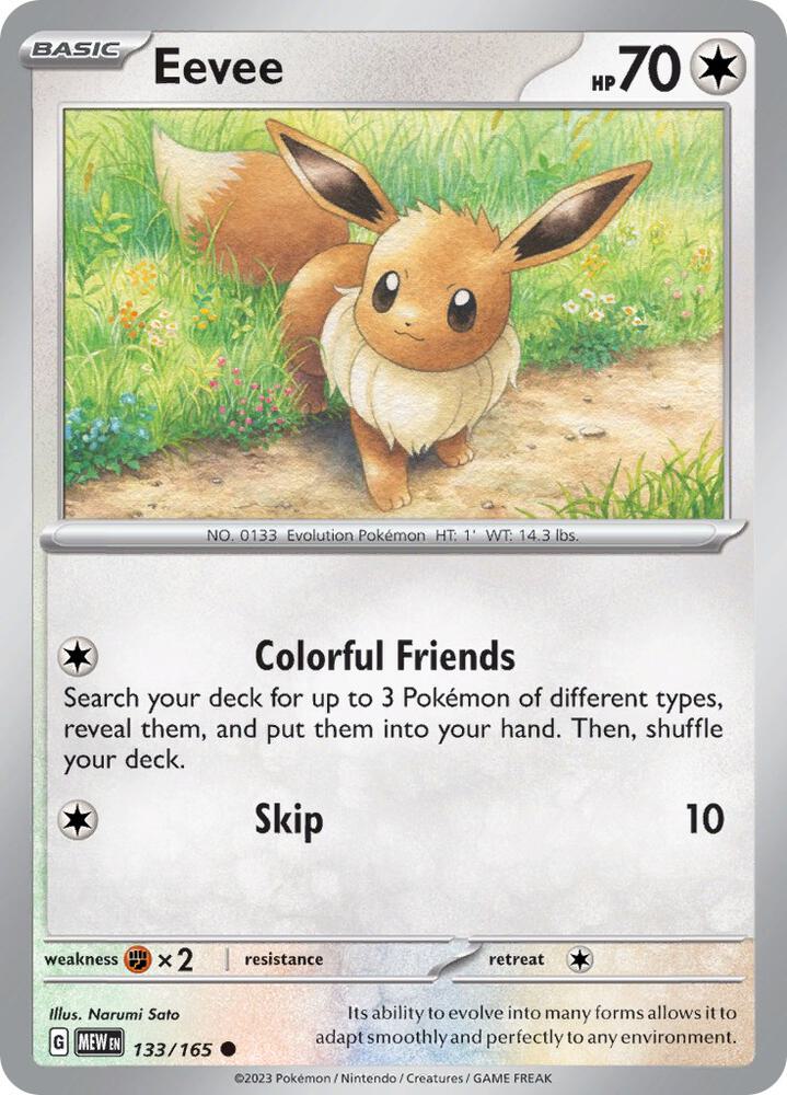 Eevee - Common - Reverse Foil - MEW EN - 133/165