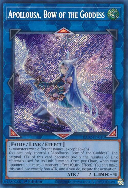 Apollousa, Bow of the Goddess (Alternate Art) - Secret Rare - 1st Edition - RA02-EN040