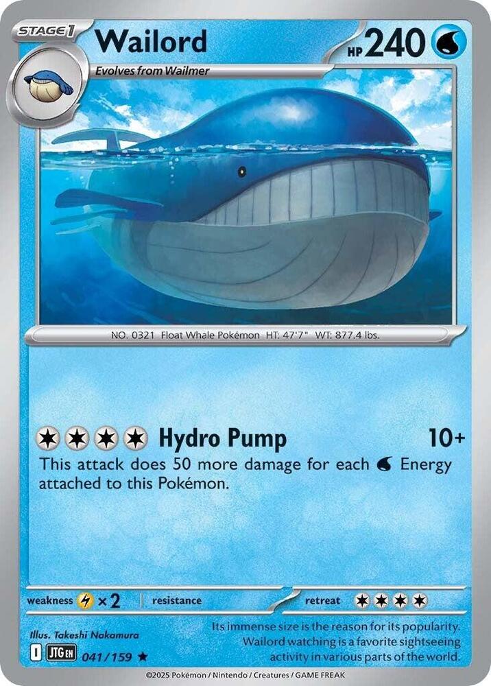 Wailord - Reverse Holo - Rare - 041/159