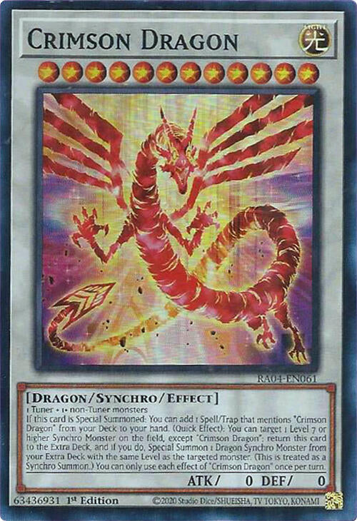 Crimson Dragon - Super Rare - 1st Edition - RA04-EN061