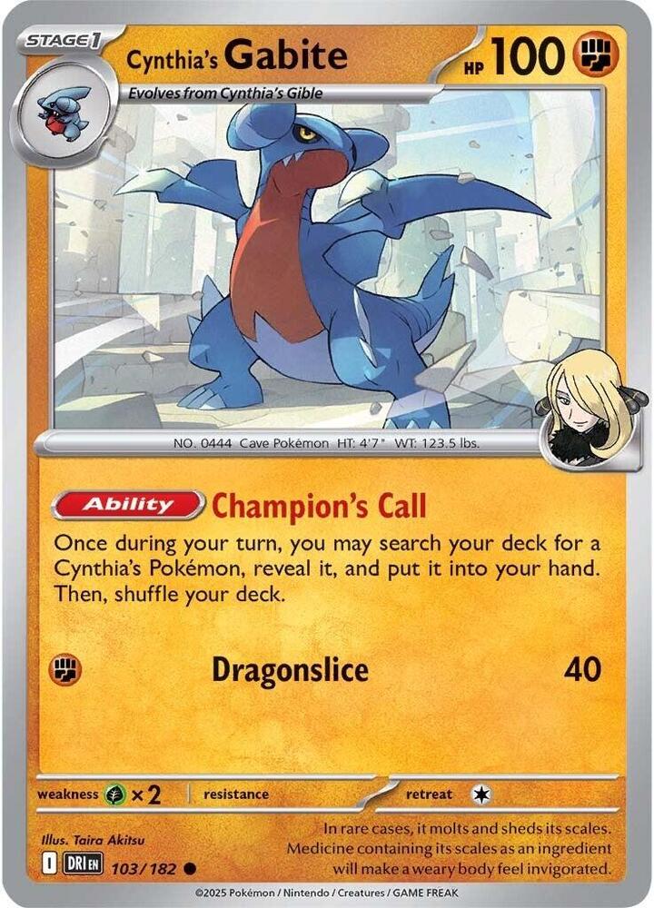Cynthia's Gabite - Reverse Foil - 103/182