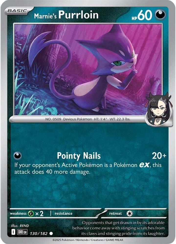 Marnie's Purrloin (dark type holo pattern) -130/182