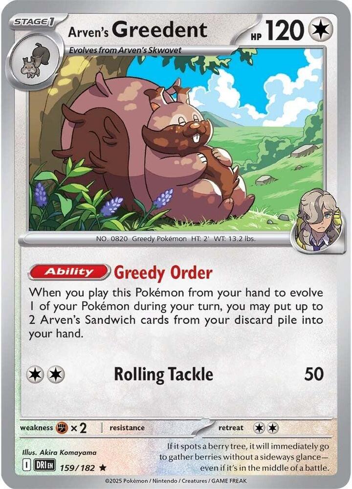 Arven's Greedent - Holofoil - Rare - 159/182
