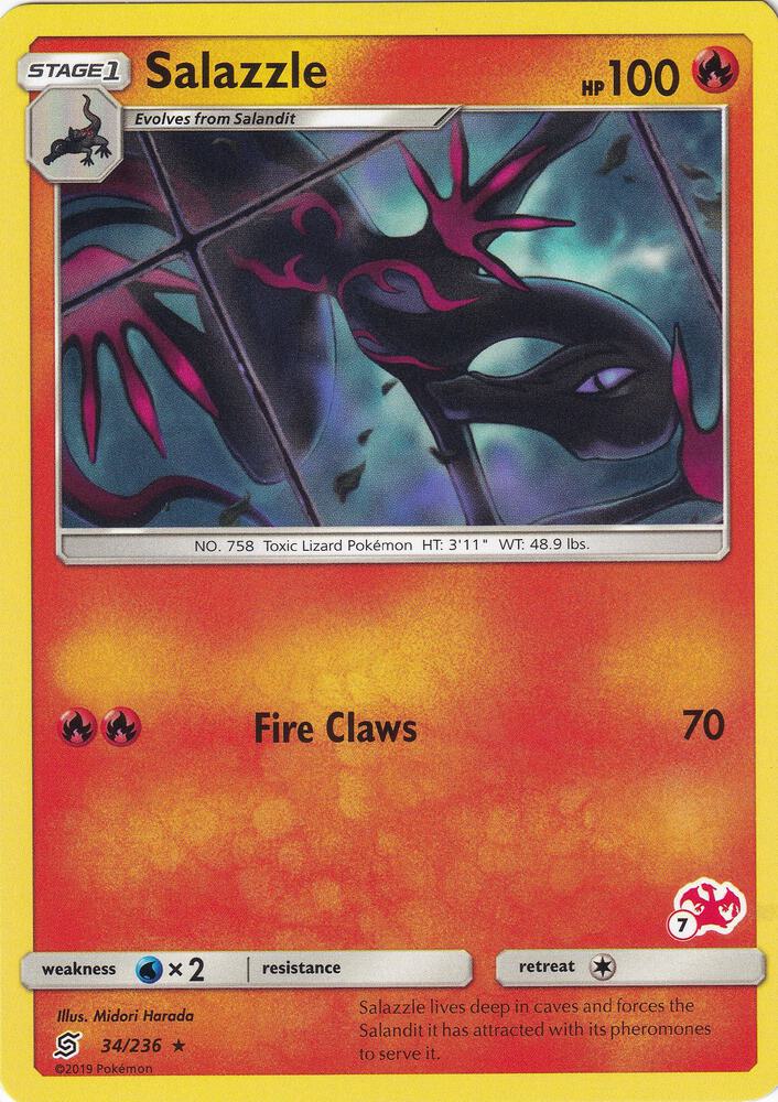 Salazzle - (#7 Charizard Stamped) - Battle Academy - Rare - 34/236