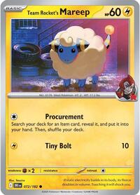 Team Rocket's Mareep - Reverse Holofoil - 072/182