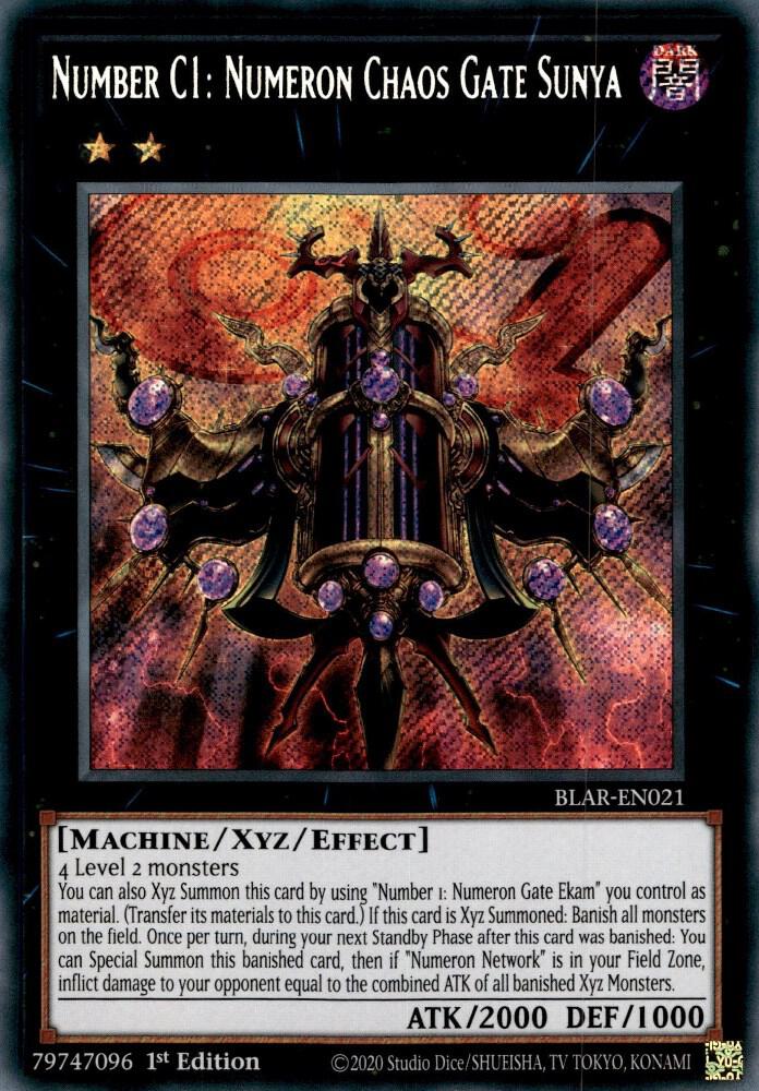 Number C1: Numeron Chaos Gate Sunya - Secret Rare - 1st Edition - BLAR-EN021