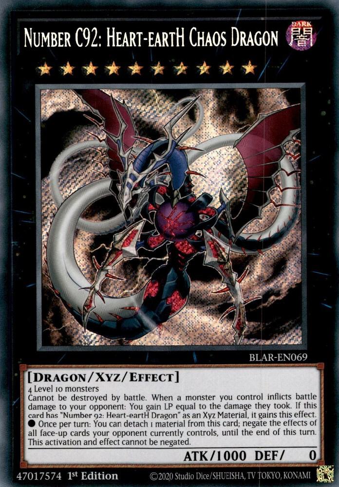 Number C92: Heart-eartH Chaos Dragon - Secret Rare - 1st Edition - BLAR-EN069