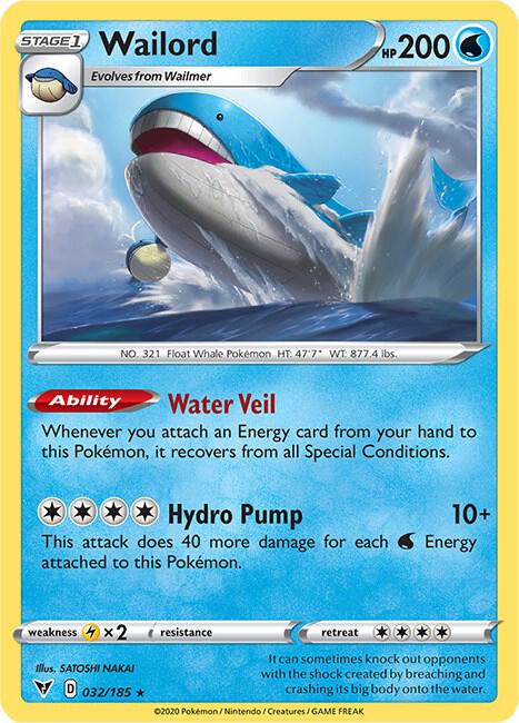 Wailord - Reverse Holo - Rare - 032/185
