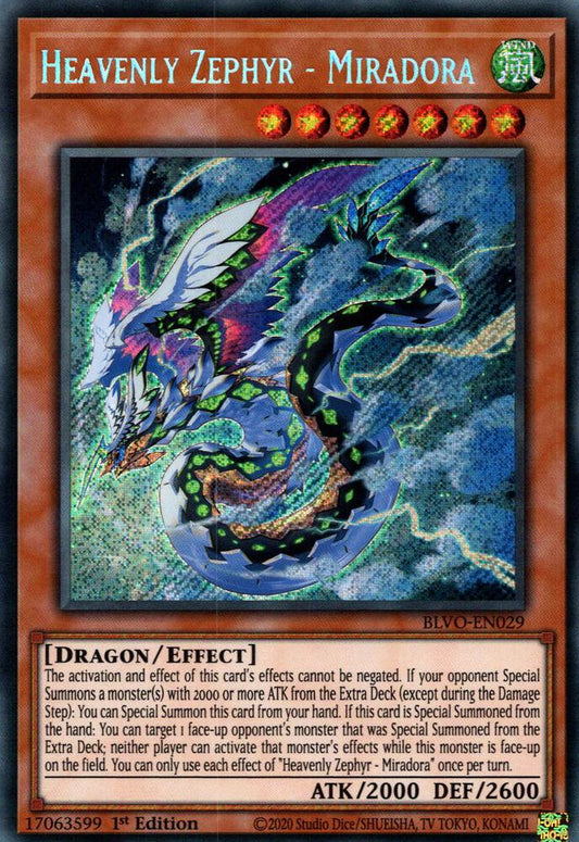 Heavenly Zephyr - Miradora - Secret Rare - 1st Edition - BLVO-EN029