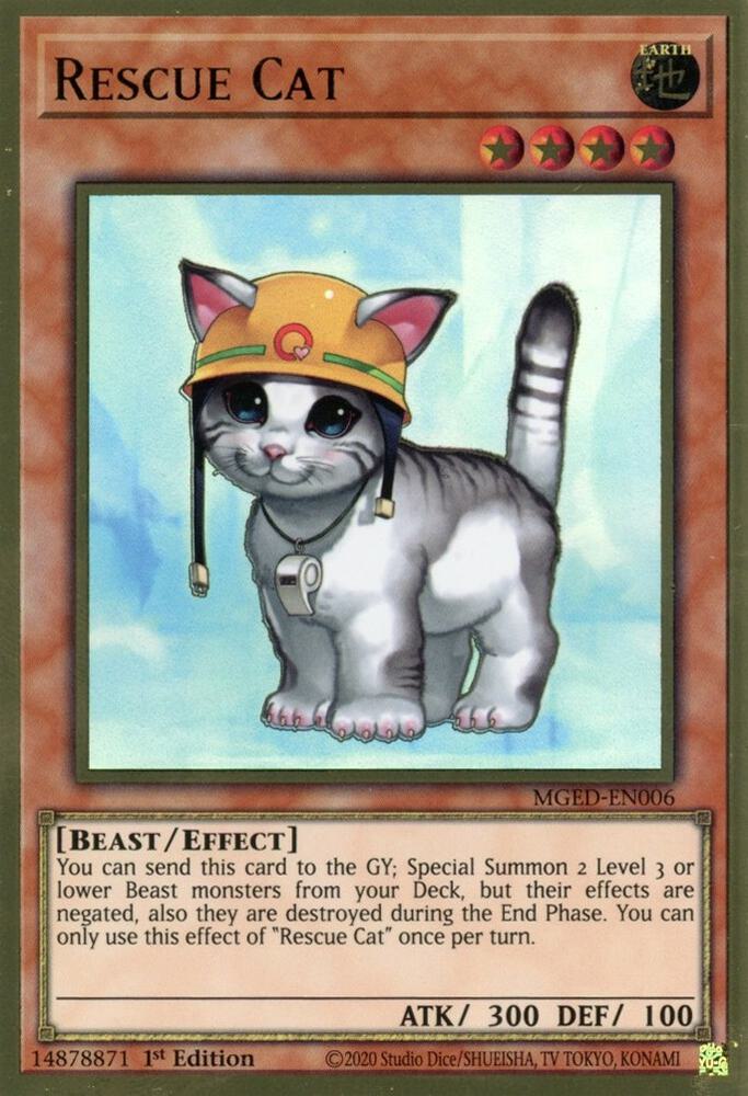Rescue Cat - Premium Gold Rare - 1st Edition - MGED-EN006