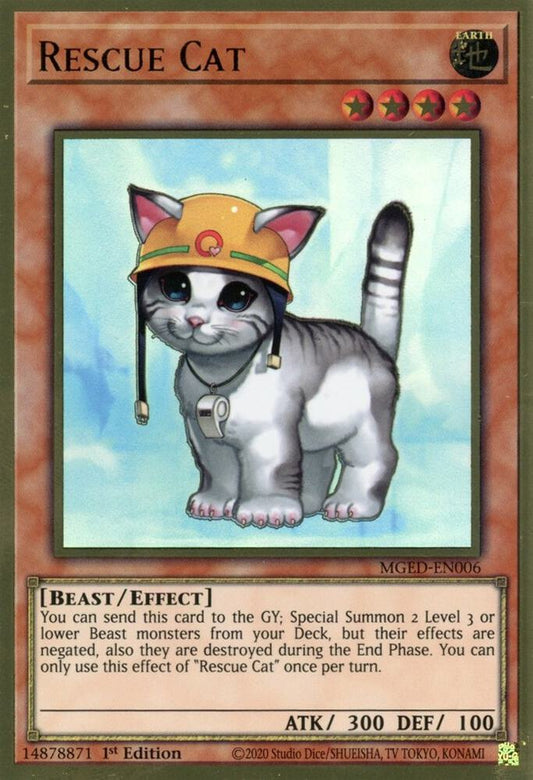 Rescue Cat - Premium Gold Rare - 1st Edition - MGED-EN006