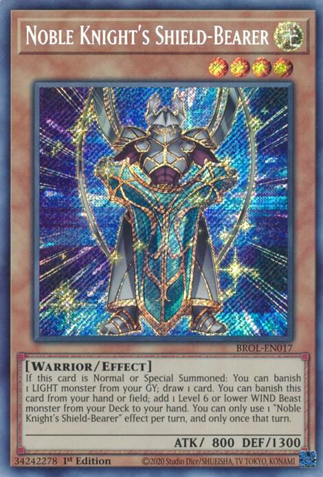 Noble Knight's Shield-Bearer- Secret Rare- 1st Edition- BROL-EN017