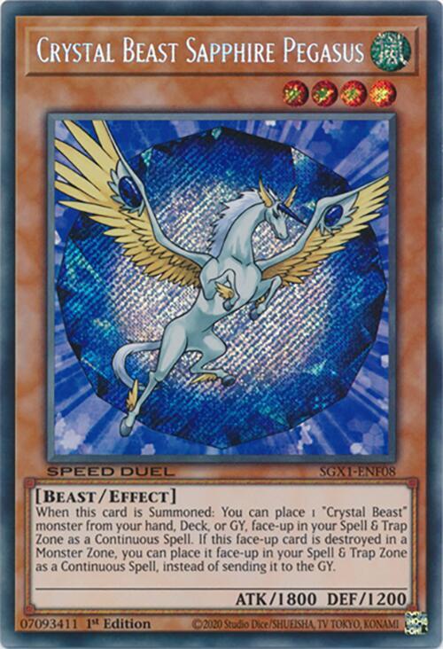 Crystal Beast Sapphire Pegasus - Secret Rare - 1st edition - SGX1-ENF08