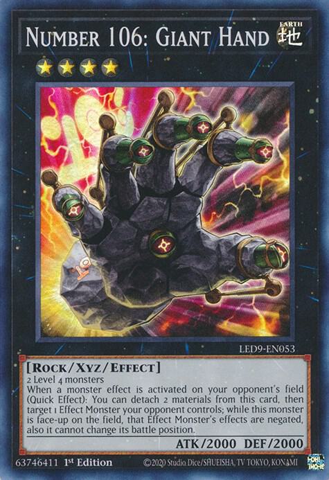 Number 106: Giant Hand - Super Rare - 1st Edition - LED9-EN053
