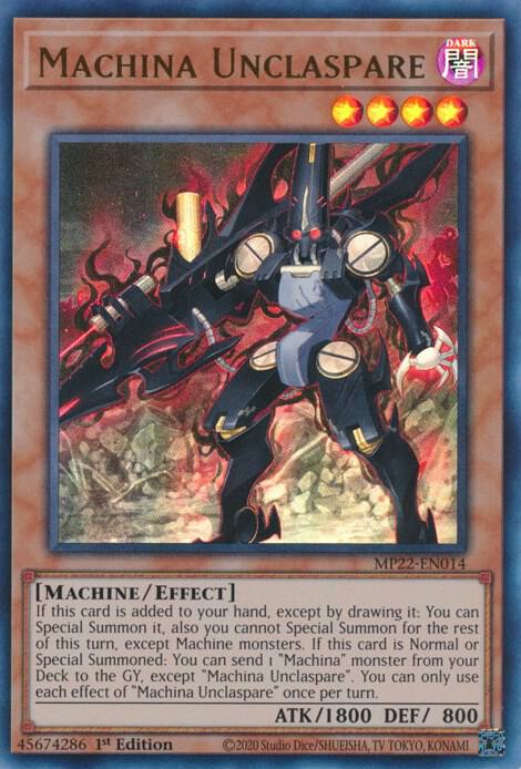 Machina Unclaspare - Ultra Rare - 1st Edition - MP22-EN014