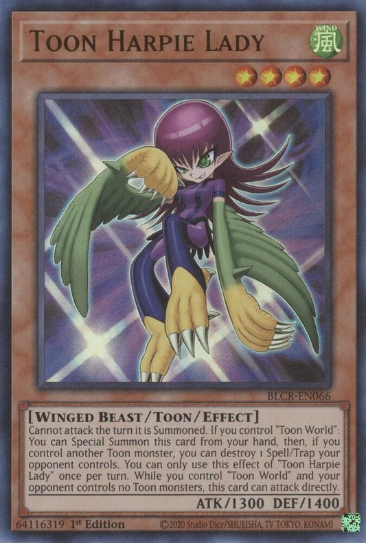 Toon Harpie Lady - Ultra Rare - 1st Edition - BLCR-EN066