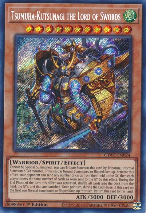 Tsumuha-Kutsunagi the Lord of Swords - Secret Rare - 1st Edition - CYAC-EN024