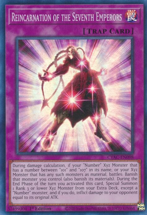 Reincarnation of the Seventh Emperors- Super Rare - 1st Edition - CYAC-EN098