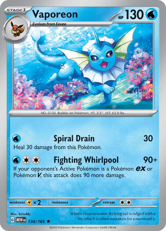 Vaporeon - Holofoil - Rare - 134/165
