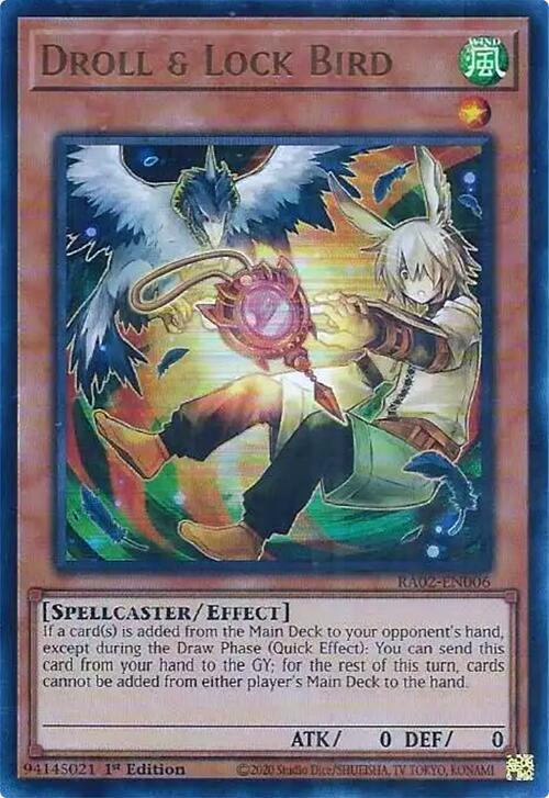 Droll & Lock Bird (Alternate Art) - Ultra Rare - 1st Edition - RA02-EN006