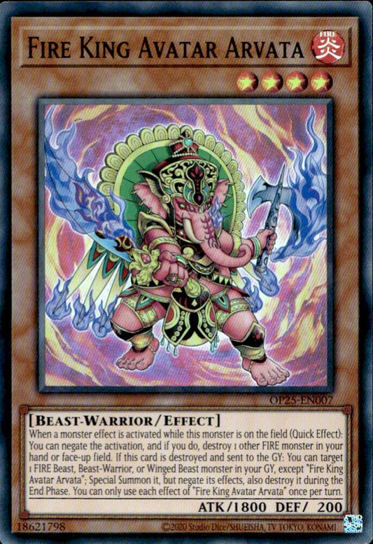 Fire King Avatar Arvata - Super Rare - Unlimited - OP25-EN007