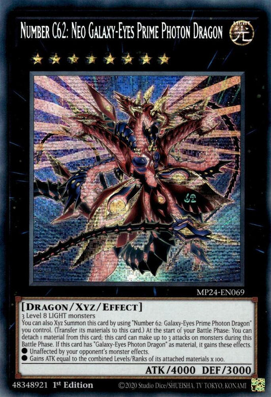 Number C62: Neo Galaxy-Eyes Prime Photon Dragon - Prismatic Secret Rare - 1st Edition - MP24-EN069