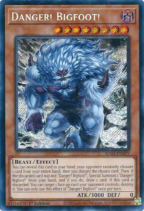 Danger! Bigfoot! (Alternate Art) (Secret Rare) - 1st Edition - RA03-EN019