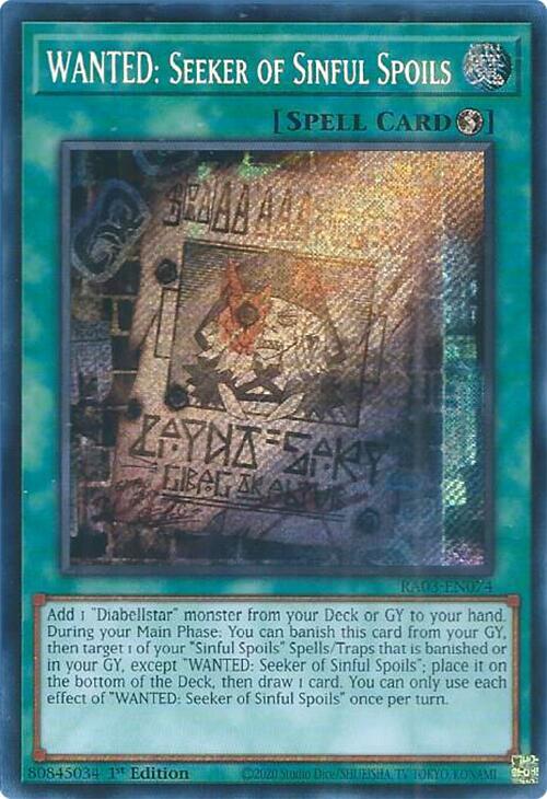 WANTED: Seeker of Sinful Spoils (Secret Rare) - RA03-EN074