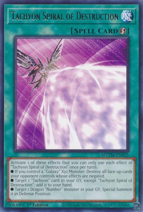 Tachyon Spiral of Destruction - Rare - 1st Edition - MZTM-EN015