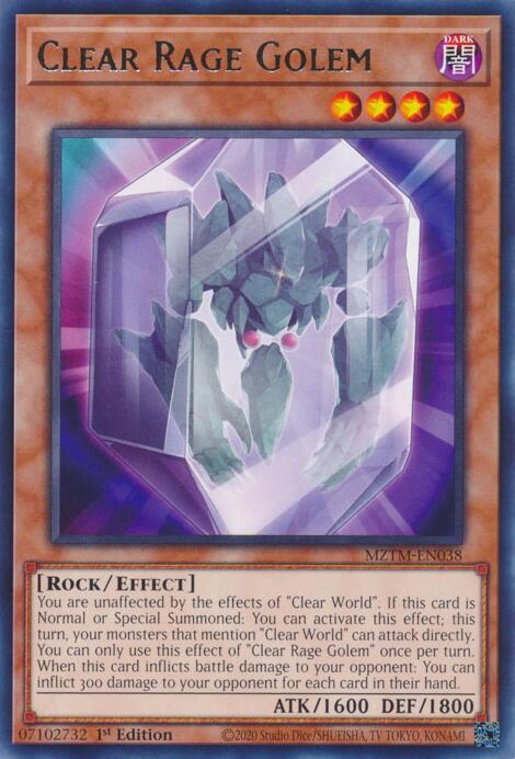 Clear Rage Golem - Rare - 1st Edition - MZTM-EN038
