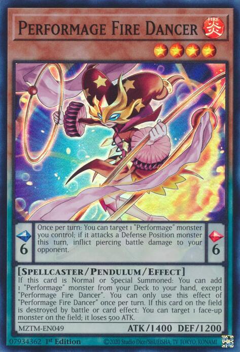 Performage FIre Dancer - Super Rare - 1st Edition - MZTM-EN049