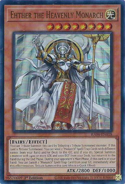 Ehther the Heavenly Monarch - Ultra Rare - 1st Edition - RA04-EN018