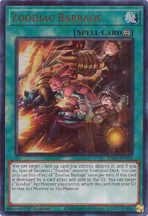 Zoodiac Barrage - Ultra Rare - 1st Edition - RA04-EN091