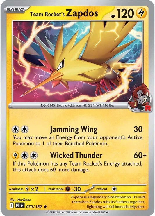 Team Rocket's Zapdos - Rare - Holofoil - 070/182