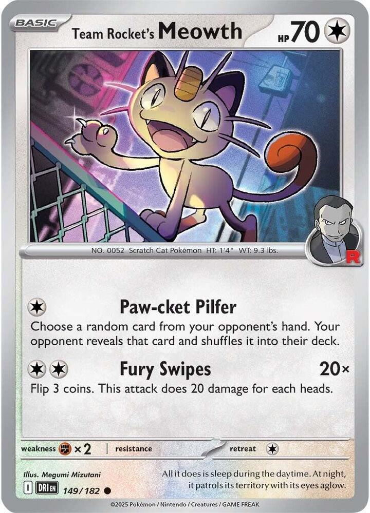 Team Rocket's Meowth - Reverse Foil - 149/182
