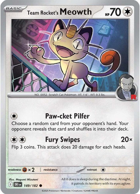 Team Rocket's Meowth - Reverse Foil - 149/182