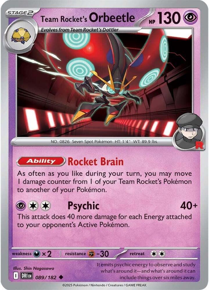 Team Rocket's Orbeetle - Reverse Holofoil - 089/182