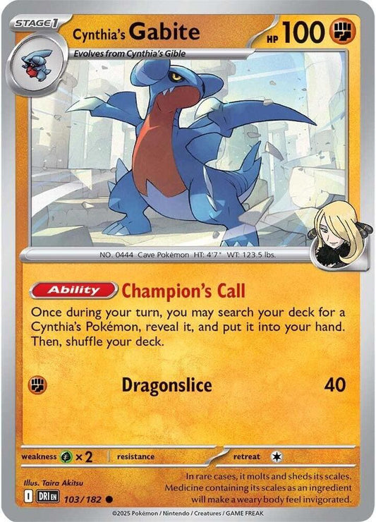 Cynthia's Gabite - Reverse Foil - 103/182