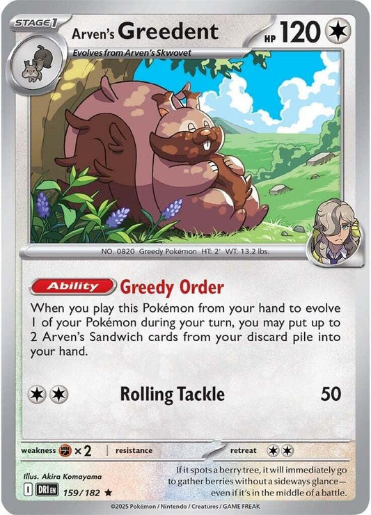 Arven's Greedent - Holofoil - Rare - 159/182
