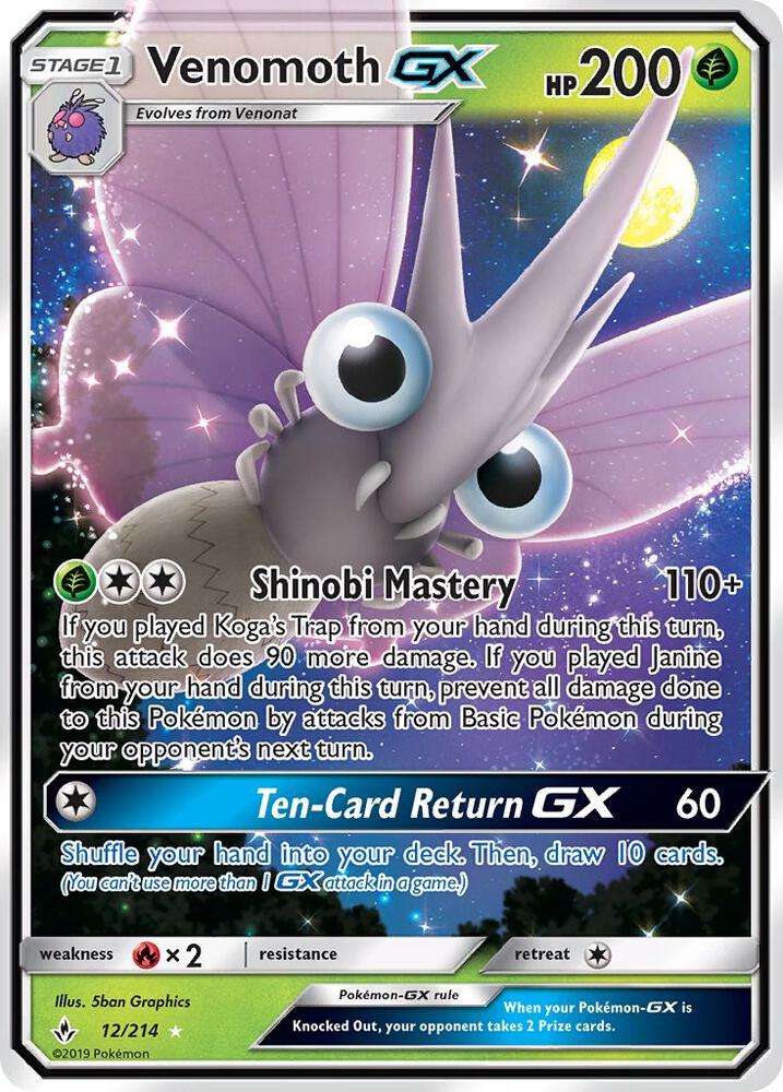 Venomoth GX - SM - Unbroken Bonds (SM10) 12/214