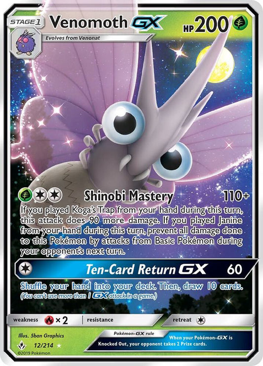 Venomoth GX - SM - Unbroken Bonds (SM10) 12/214